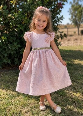 Beautiful Laura Ashley Little Girl Size 5 Blush Pink Lace Dress